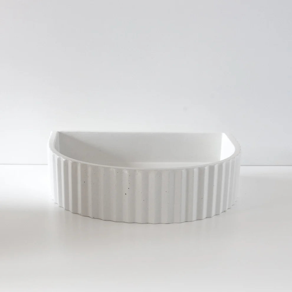 Concrete Half Moon Ribbed Basin