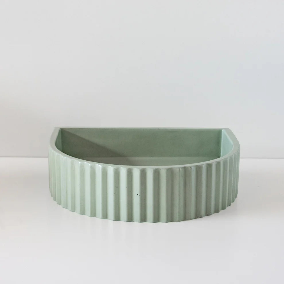 Concrete Half Moon Ribbed Basin