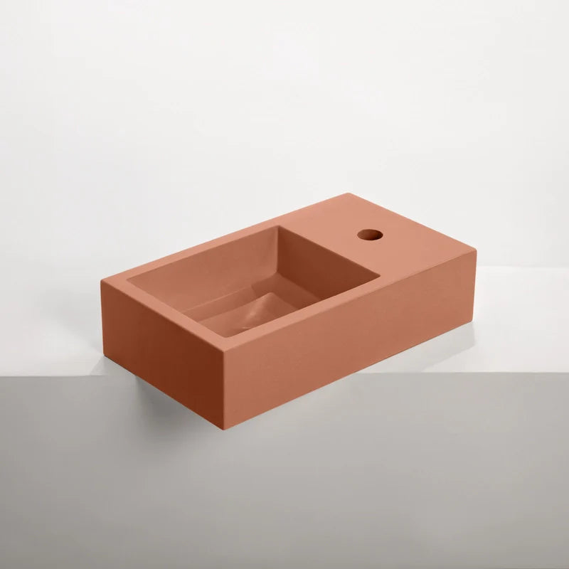 Concrete Polished Rectangular Powder Room Basin