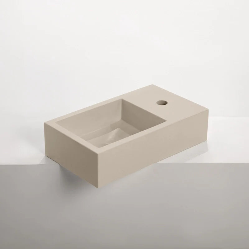 Concrete Polished Rectangular Powder Room Basin