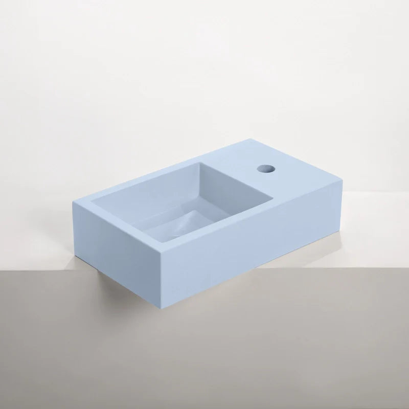 Concrete Polished Rectangular Powder Room Basin