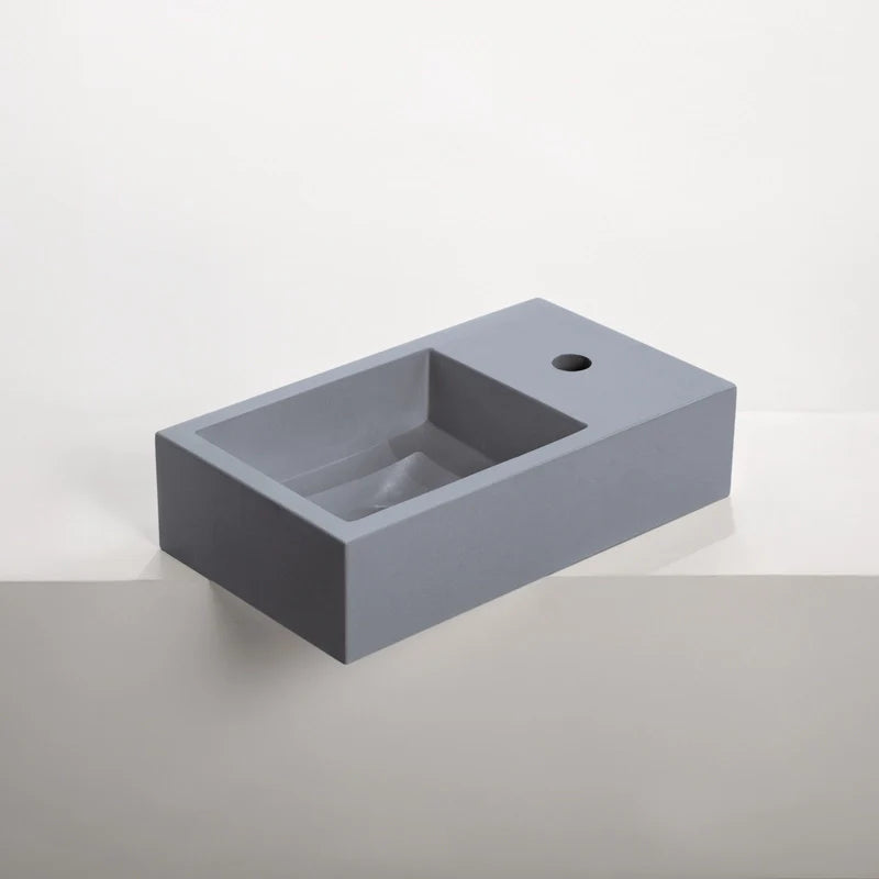 Concrete Polished Rectangular Powder Room Basin