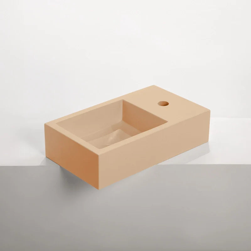 Concrete Polished Rectangular Powder Room Basin