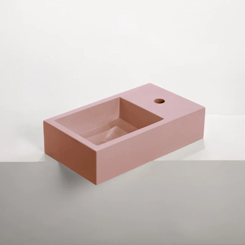 Concrete Polished Rectangular Powder Room Basin