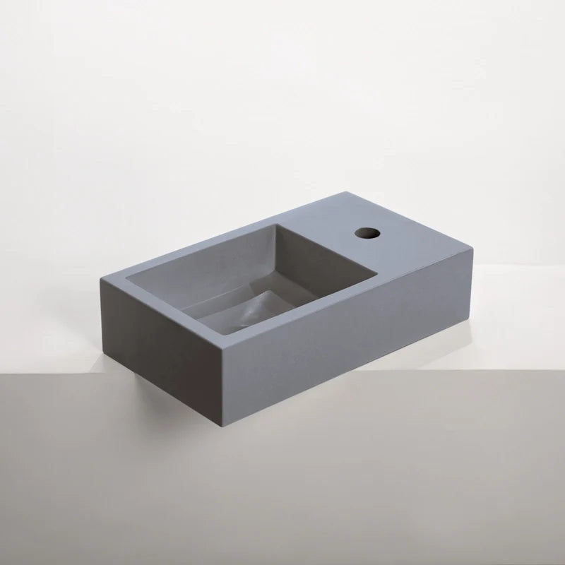 Concrete Polished Rectangular Powder Room Basin