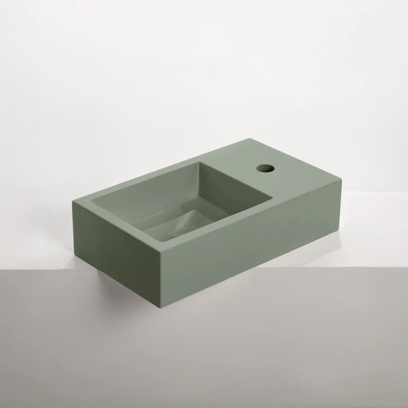 Concrete Polished Rectangular Powder Room Basin