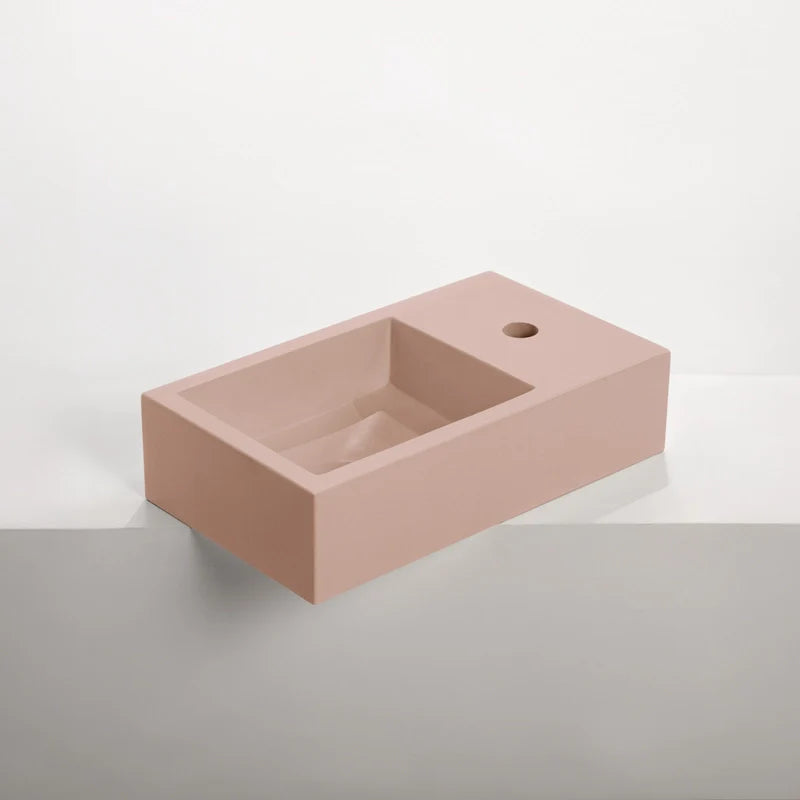 Concrete Polished Rectangular Powder Room Basin
