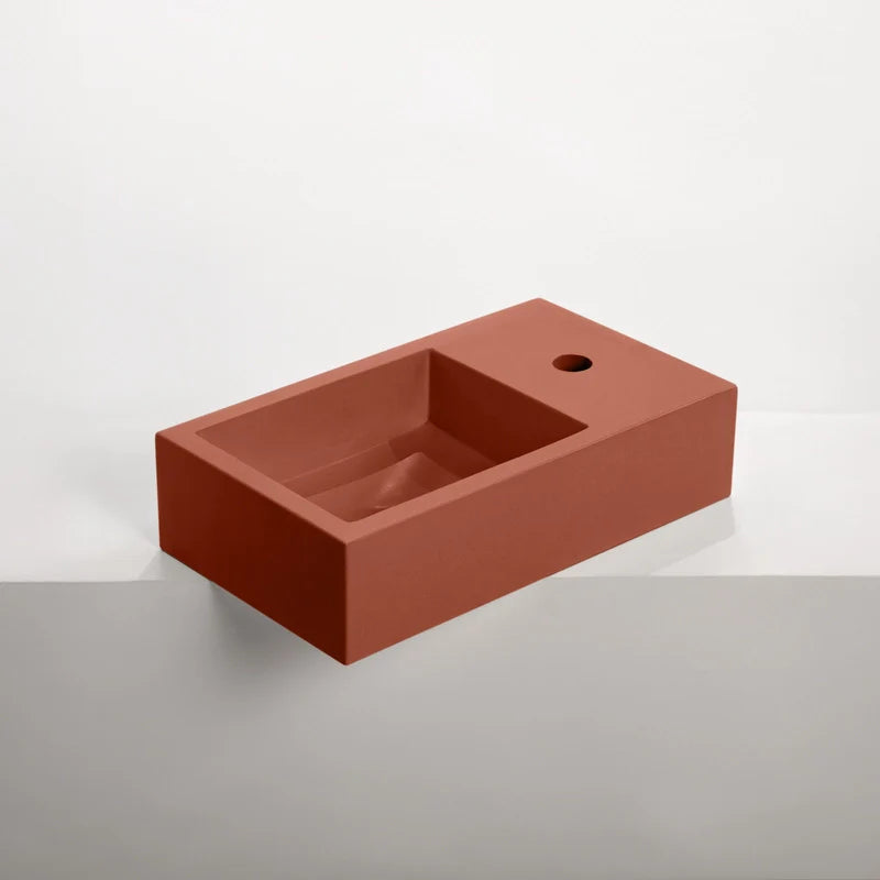 Concrete Polished Rectangular Powder Room Basin