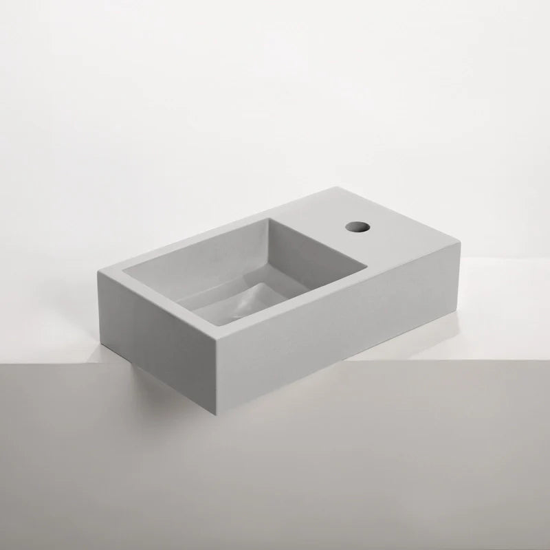 Concrete Polished Rectangular Powder Room Basin